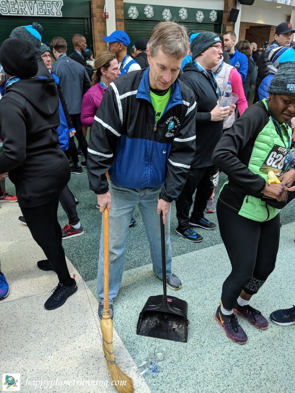 Super 5K 2019 - Me sweeping up broken glass